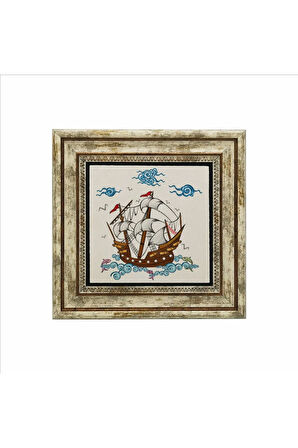 Gemi Baskılı Taş Tablo 25X25