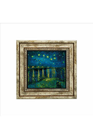 Ren Nehrinde Yıldızlı Bir Gece (Vincent Van Gogh, 1888) Baskılı Taş Tablo 25X25