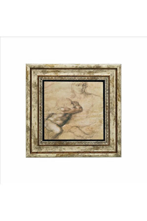 Eskiz çizim (Leonardo Da Vinci) Baskılı Taş Tablo 25X25