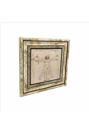 Vitruvius Adamı (Leonardo Da Vinci, 1492) Baskılı Taş Tablo 25X25