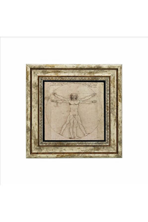 Vitruvius Adamı (Leonardo Da Vinci, 1492) Baskılı Taş Tablo 25X25