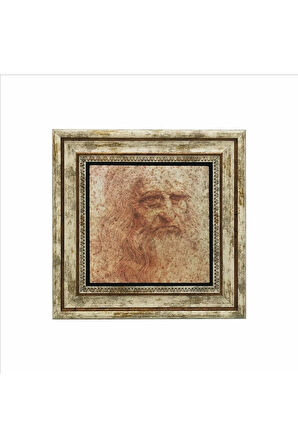 Otoportre (Leonardo Da Vinci, 1512) Baskılı Taş Tablo 25X25
