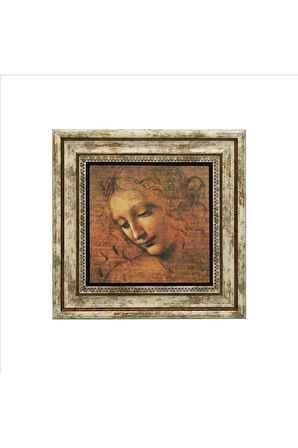 Kadın Başı Eskizi (Leonardo Da Vinci, 1508) Baskılı Taş Tablo 25X25