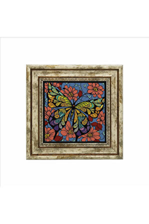 Kelebek Baskılı Taş Tablo 25X25
