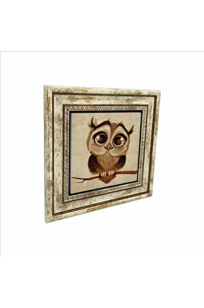 Baykuş Baskılı Taş Tablo 25X25
