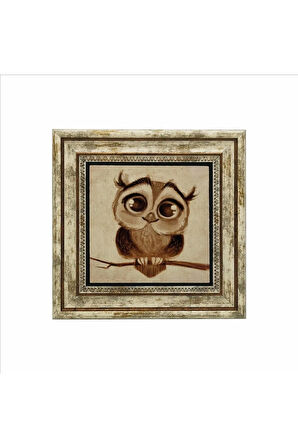 Baykuş Baskılı Taş Tablo 25X25