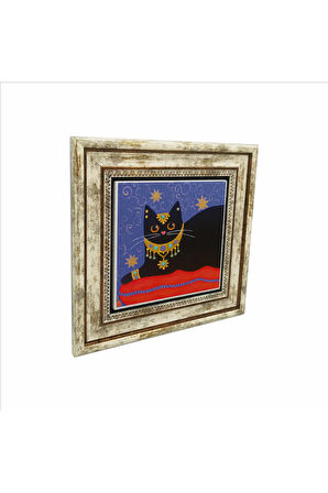 Kedi Baskılı Taş Tablo 25X25