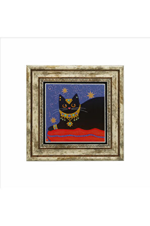 Kedi Baskılı Taş Tablo 25X25