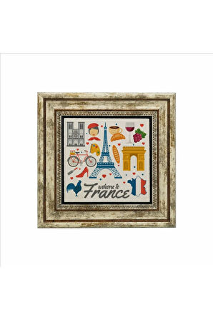 Fransa Sembolleri Baskılı Taş Tablo 25X25