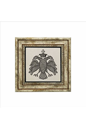 Bizans Kartal Logosu Baskılı Taş Tablo 25X25
