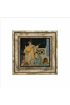 İki Müzisyen Kız (Osman Hamdi Bey, 1880) Baskılı Taş Tablo 25X25