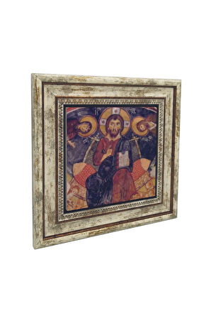 Kapadokya Göreme Karanlık Kilise Freski - Deesis Baskılı Taş Tablo 25X25