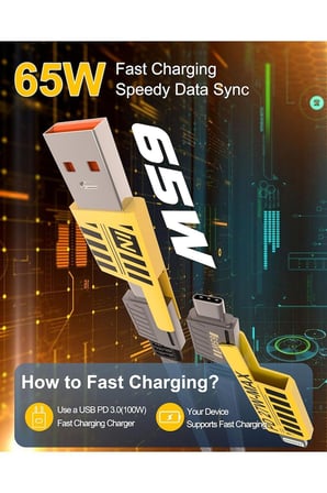 4 In 1 Type-c Usb Lightning 27w Ve 65w Pd Hızlı Şarj Kablosu Metal Uçlu Kırılmaz Hasır Örgü