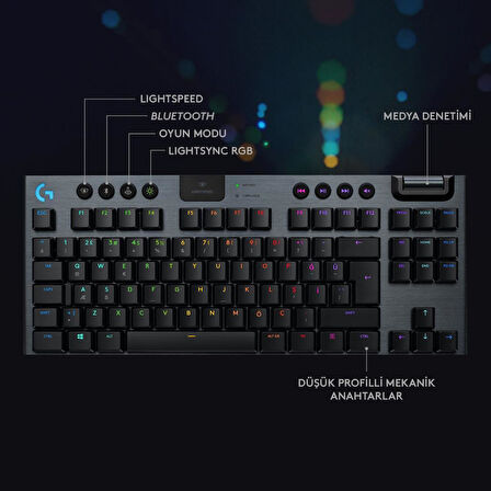 Logitech G G915 TKL LIGHTSPEED Kablosuz Oyuncu Klavyesi, LIGHTSYNC RGB Aydınlatmalı, Düşük Profilli Anahtar TEŞHİR