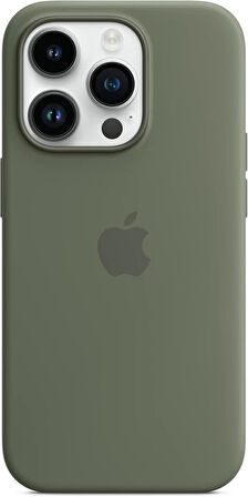 Apple iPhone 14 Pro için MagSafe özellikli Silikon Kılıf - Klasik Zeytin Yeşili Teşhir