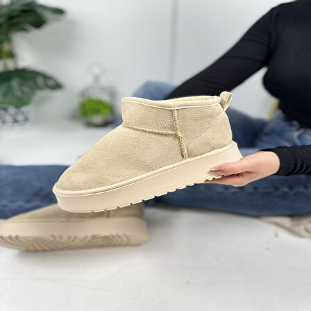 Günlük Kadın Bot Kalın Taban Ultra Mini Süet Bot Kışlık Bootie 400U