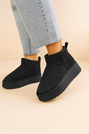 Günlük Kadın Bot Kalın Taban Ultra Mini Süet Bot Kışlık Bootie 400U