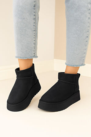Günlük Kadın Bot Kalın Taban Ultra Mini Süet Bot Kışlık Bootie 400U