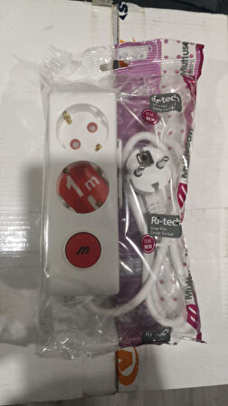 Mutlusan Rı-Tech 2li 1Mt AnahtarTopraklı Grup Priz -001 175 220002 01 00