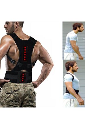 Unisex Siyah Bel Sırt Korse Aparatlı Kemerli Dik Duruş Durma Korsesi