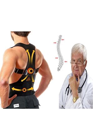 Unisex Siyah Medikal Korse Ortopedik Kamburluk Önleyici Sırt Dik Duruş Korsesi