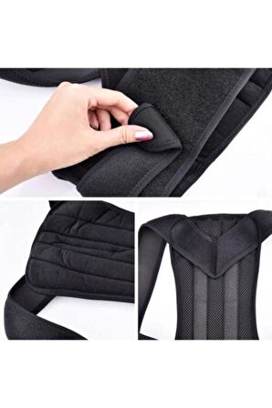 Unisex Siyah Dik Duruş Korsesi Kifoz Skolyoz Korsesi