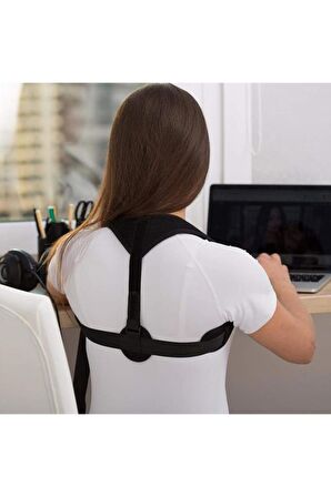 Unisex Siyah Çapraz Dik Duruş Korsesi