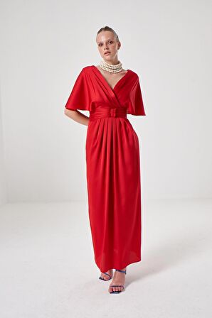 Kadın Kırmızı Yarasa Kol Abiye 1924