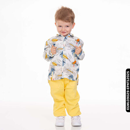 Erkek Palmiyeli Gömlek 9 Ay - 2 Yaş 44619 Egml09029