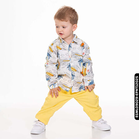 Erkek Palmiyeli Gömlek 9 Ay - 2 Yaş 44619 Egml09029