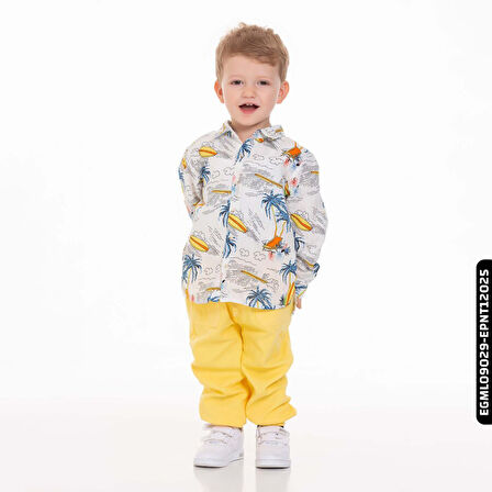 Erkek Palmiyeli Gömlek 9 Ay - 2 Yaş 44619 Egml09029