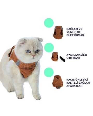 Kedi Göğüs Tasması Kedi Gezdirme Tasması Kediler Için Özel Üretim Yeni Nesil (TASMA DAHİL)