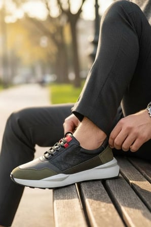 Enoch Erkek Sneaker - Karma Materyal Dokulu Esnek Tabanlı Şehir Ayakkabısı ve Dinamik Tasarım Bağcıklı Yürüyüş Ayakkabısı