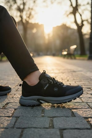 Enoch Erkek Siyah Kalın Tabanlı Günlük Outdoor Ayakkabısı - Suya Dayanıklı Yürüyüş Sneaker