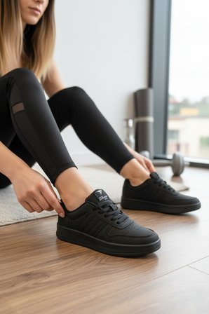 Enoch Kadın Spor Ayakkabı Kontrast Bant Detaylı Ve Perfore Burunlu Düz Tabanlı Günlük Casual Sneaker