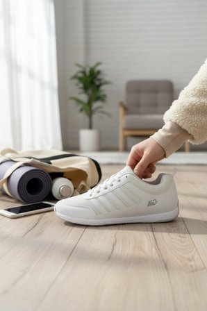 Enoch Erkek/Unisex Beyaz Yürüyüş ve Fitness Ayakkabısı - Hafif Taban Spor Sneaker