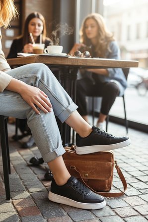 Enoch Kadın Spor Ayakkabı Perfore Burun Detaylı Ve Kontrast Düz Tabanlı Günlük Casual Sneaker