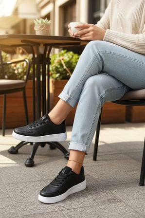 Enoch Kadın Spor Ayakkabı Perfore Burun Detaylı Ve Kontrast Düz Tabanlı Günlük Casual Sneaker