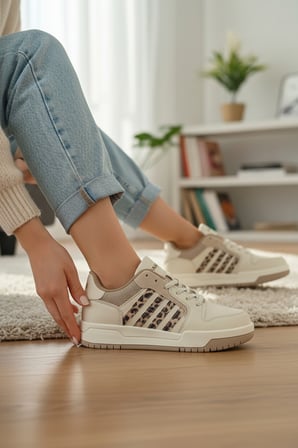 Enoch Kadın Spor Ayakkabı Şeritli Kauçuk Görünümlü Tabanlı Casual Sneaker