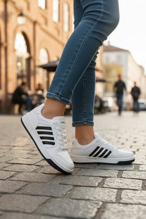 Enoch Kadın Spor Ayakkabı Şeritli Kauçuk Görünümlü Tabanlı Casual Sneaker