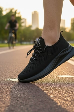 Enoch Erkek Tam Siyah Spor Ayakkabı Örme Sneaker Desenli Bağcık Detaylı Yürüyüş Modeli