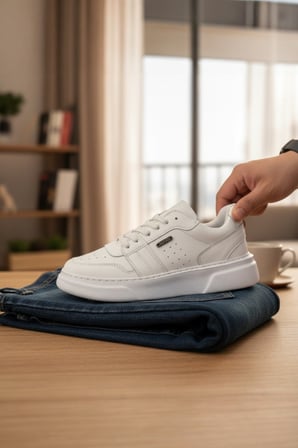 Enoch Erkek Beyaz Günlük Spor Ayakkabı Kalın Tabanlı Sneaker Metal Logolu ve Dikişli Sokak Modeli