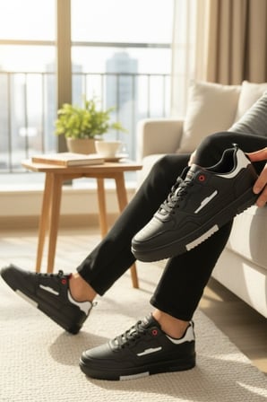Enoch Günlük Spor Ayakkabı Kalın Tabanlı Sneaker Kontrast Şeritli ve Aksan Detaylı Model