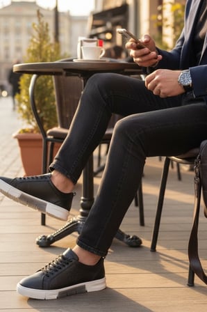 Enoch Hakiki Deri Arma Detaylı Günlük Erkek Sneaker Comfort Taban