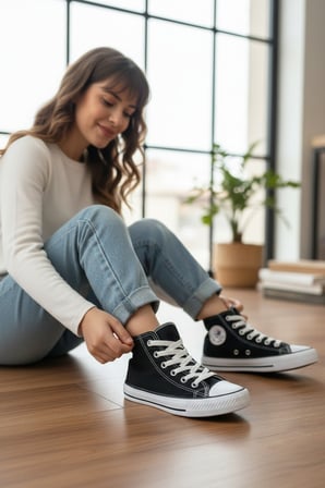 Enoch Kadın Boğazlı Bilekli Canvas ve Bez Bağcıklı Rahat Günlük Sneaker Spor Ayakkabı