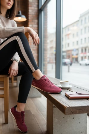 Enoch Unisex Bordo Çoklu Yan Şerit Detaylı ve Bağcıklı Spor Ayakkabı