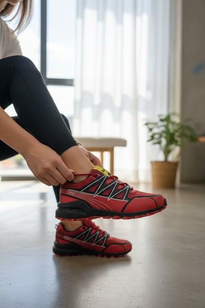 Enoch Kadın Kırmızı Zikzak Panel Detaylı ve Stoper Bağcıklı Spor Ayakkabı