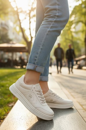 Enoch Kadın Spor Ayakkabı Amblem Detaylı Ve Ortopedik Düz Tabanlı Casual Sneaker