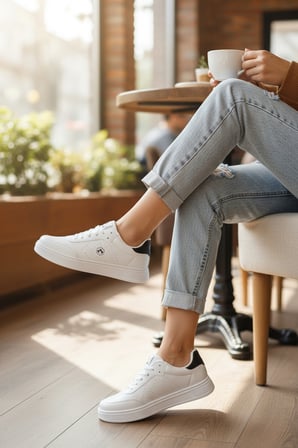 Enoch Kadın Spor Ayakkabı Amblem Detaylı Ve Ortopedik Düz Tabanlı Casual Sneaker