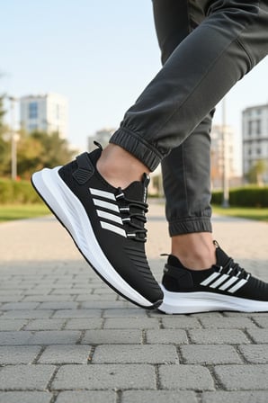 Enoch Ortopedik Ultra Hafif Şeritli Fileli Çoraplı Sneaker Spor Ayakkabı
